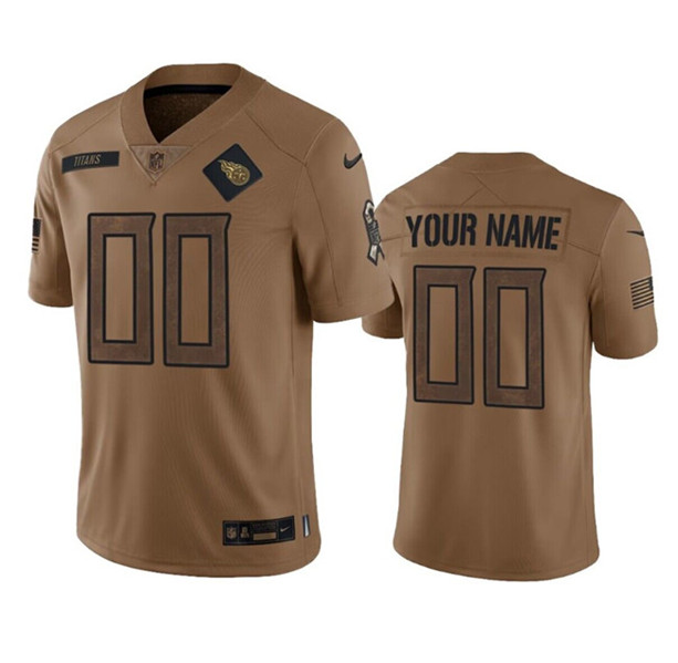 Mens Tennessee Titans Active Player Custom Brown 2023 Salute To Service Football Stitched Jersey